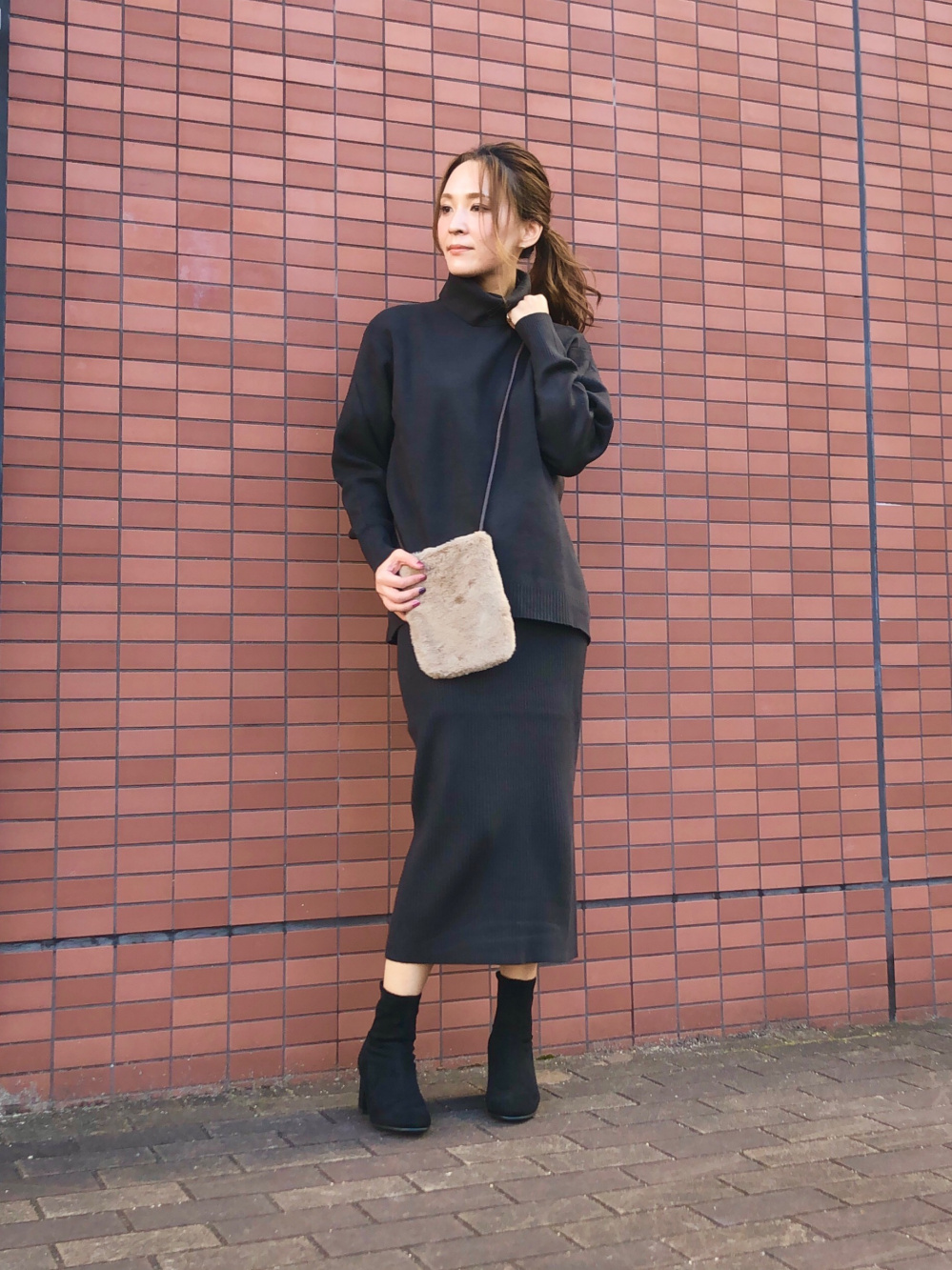 スフレヤーンタートルネックセーター（スムース・長袖