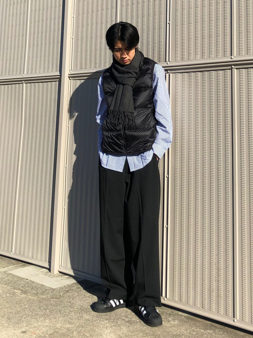 VESPA 黒 ストライプ ボタンダウンシャツ Amazon.co.jp: [MONBEQ