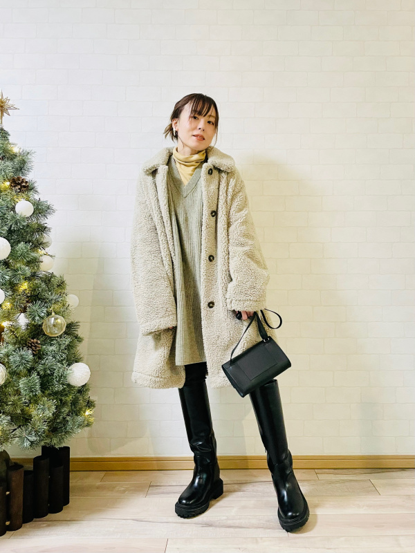 ウールブレンドジャケット、3Dカシミヤリブスカート セットアップ可能