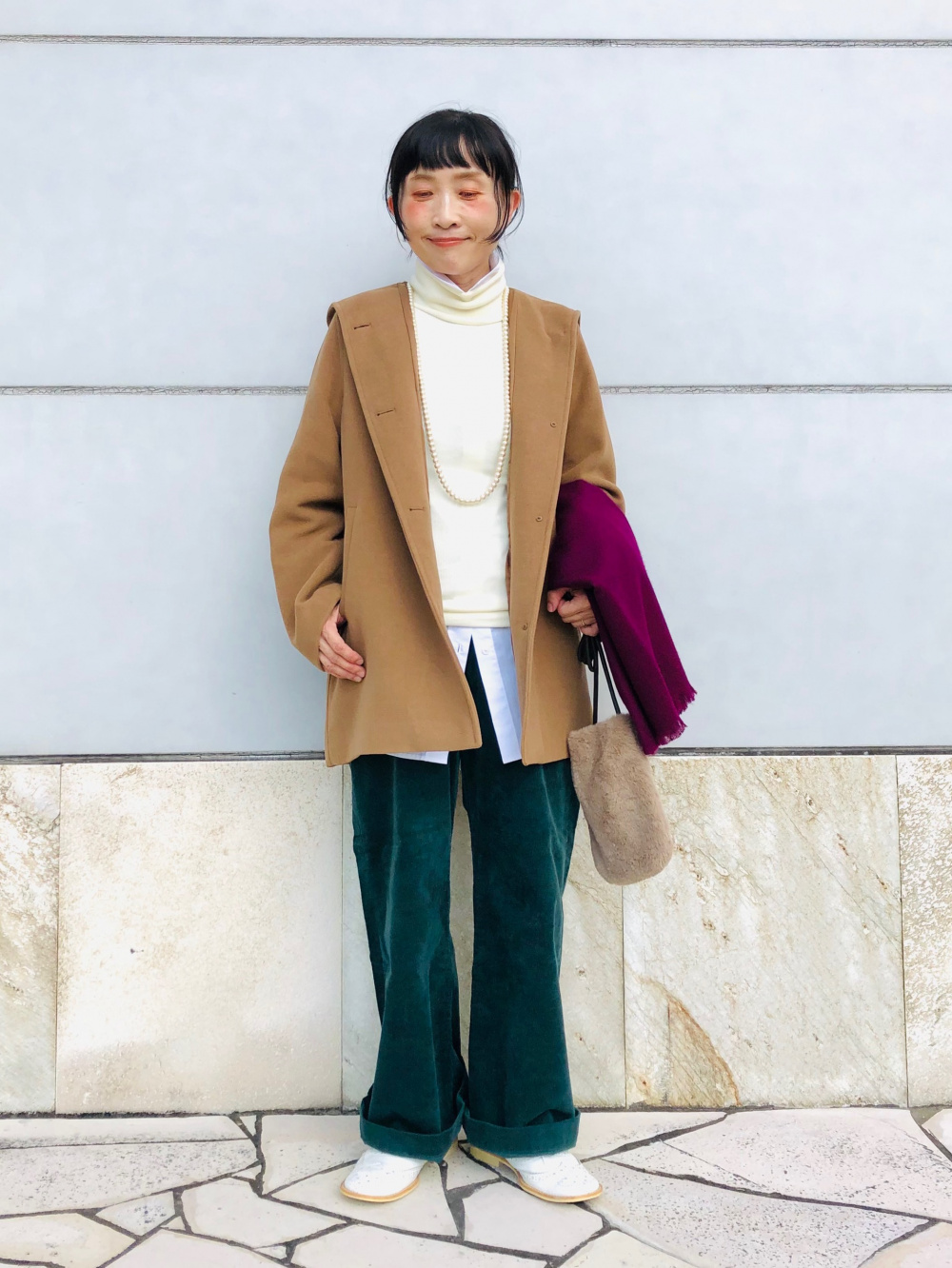 ブラックコーデュロイワイドパンツ