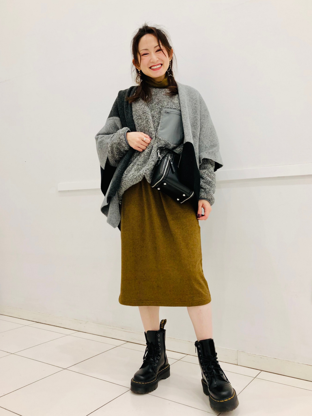 ソフトニットフリースワンピース（長袖）」の着用コーディネート