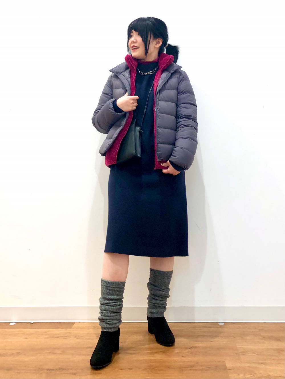 ウールブレンドジャケット、3Dカシミヤリブスカート セットアップ可能