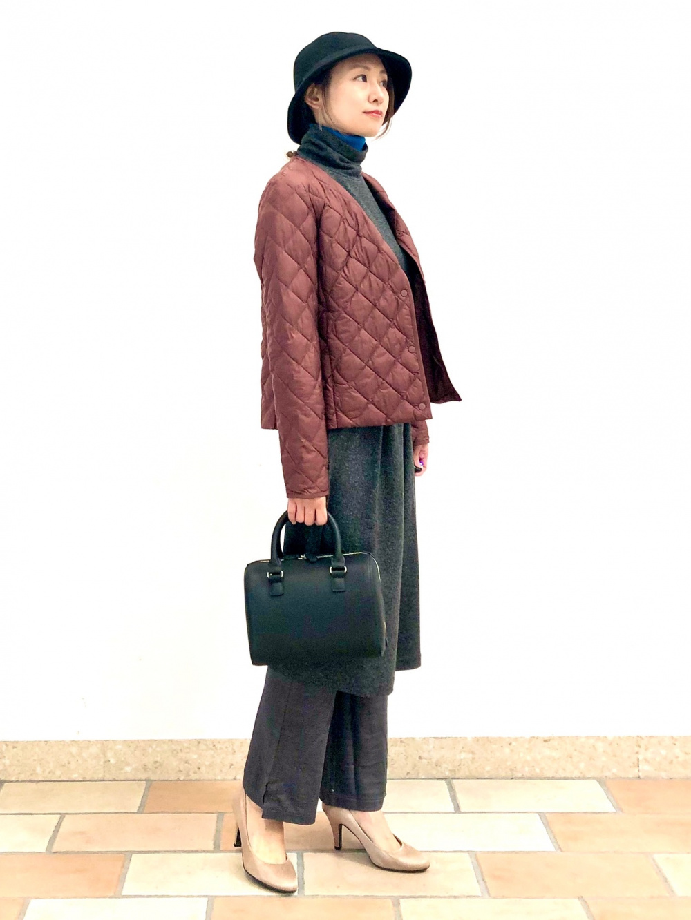 ソフトニットフリースワンピース（長袖）」の着用コーディネート