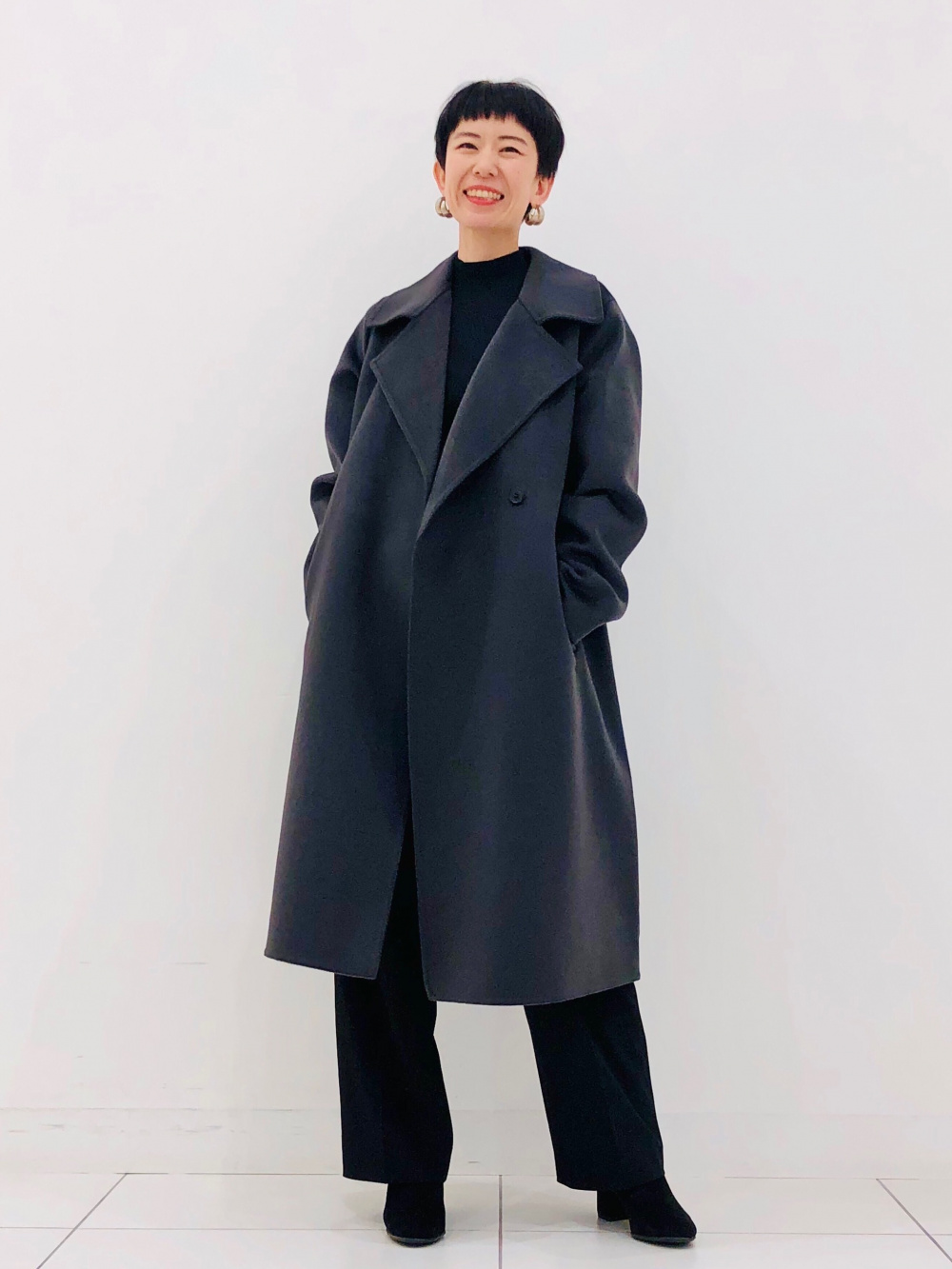 UNIQLO ユニクロ ダブルフェイスチェスターロングコート ブラック ユニクロ 読む試着室】話題の「ダブルフェイスチェスターロング