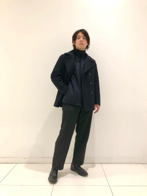 UNIQLO ネイビー ウール ピーコート Lサイズ ユニクロ公式 | ピーコート