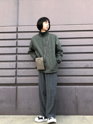 ユニクロ公式 | タックワイドパンツ（チェック・丈標準68～70cm）