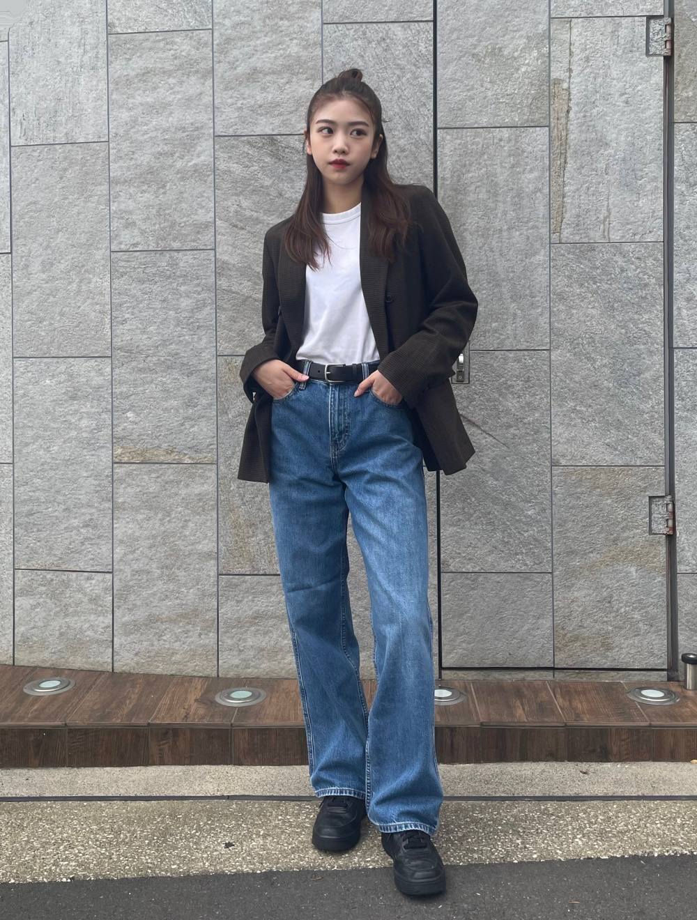 ダブルジャケット(チドリ)、タックワイドパンツ(丈標準68 ダブルジャケット(チドリ)、タックワイドパンツ(丈標準68