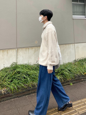 ユニクロ公式 | スフレヤーンハーフジップセーター（長袖）