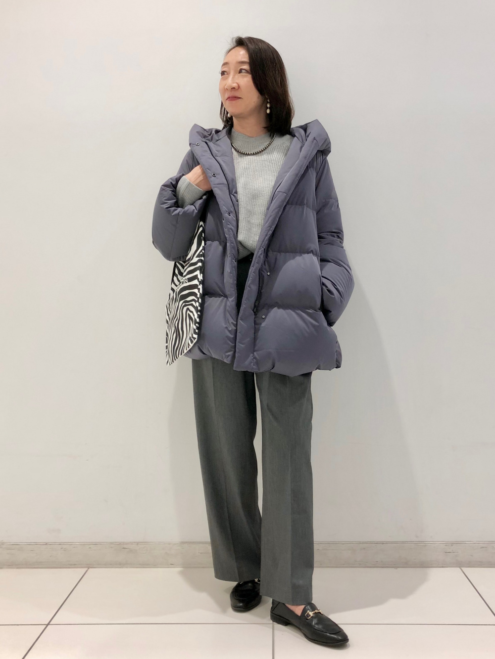 スフレヤーンモックネックワンピース（スムース・長袖