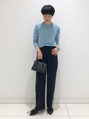 ユニクロ公式 | タックワイドパンツ（チェック・丈標準68～70cm）
