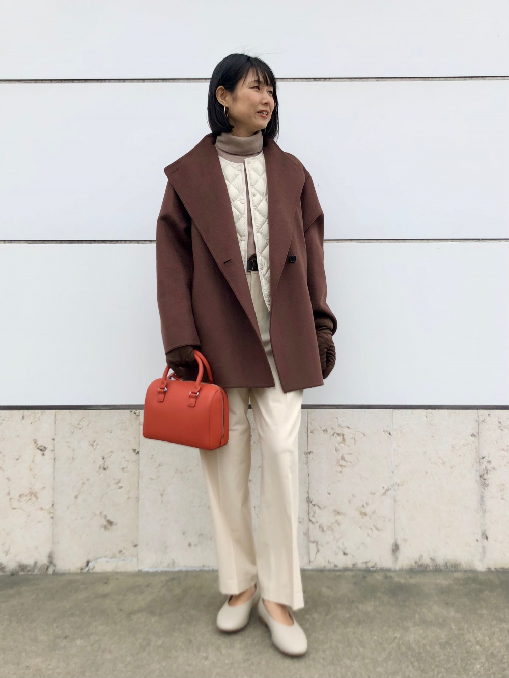 UNIQLO - ユニクロ ダブルフェイスショートコート ブラウンの
