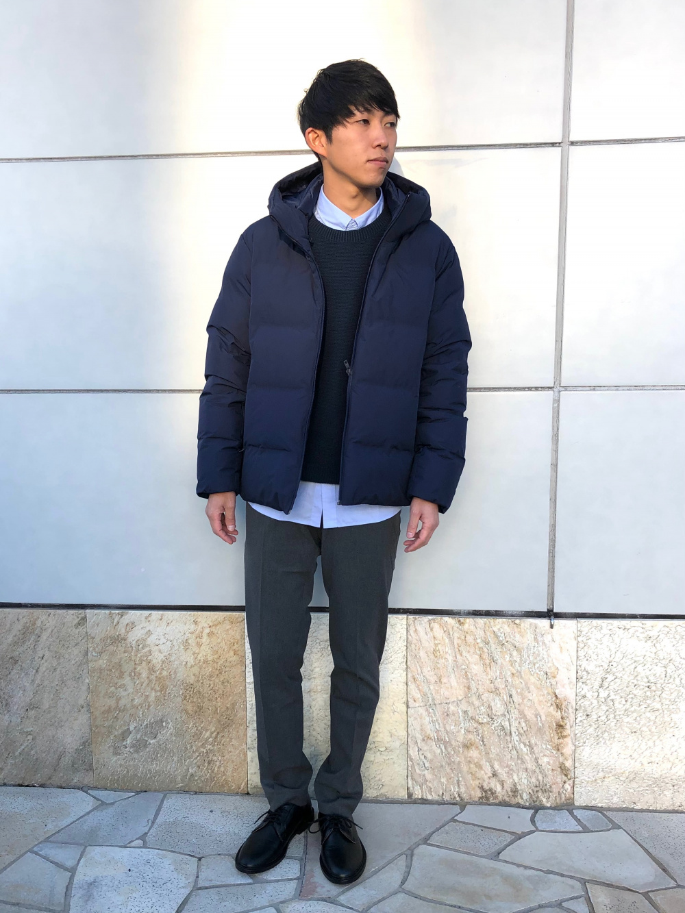 ◎新品未使用 UNIQLO ワッフルクルーネックセーター ネイビー M - ニット