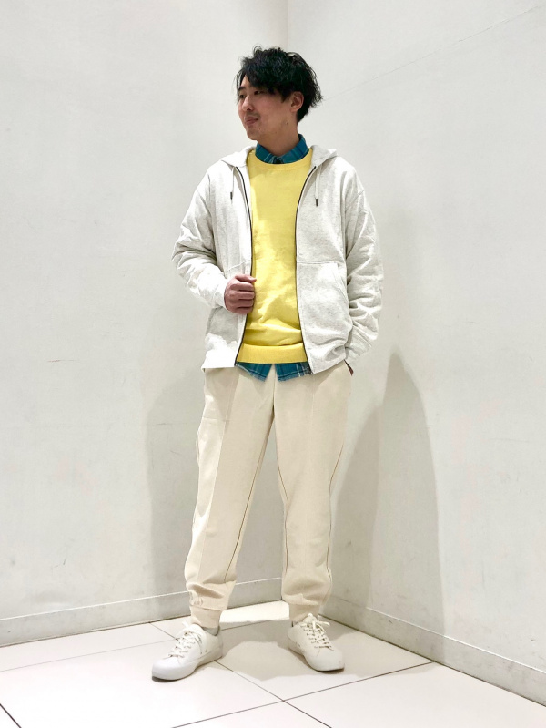 フランネルチェックシャツ（レギュラーカラー・長袖）（メンズ）の着用