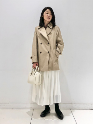 UNIQLO】ショートトレンチコート ベージュ M 美品 - メルカリ