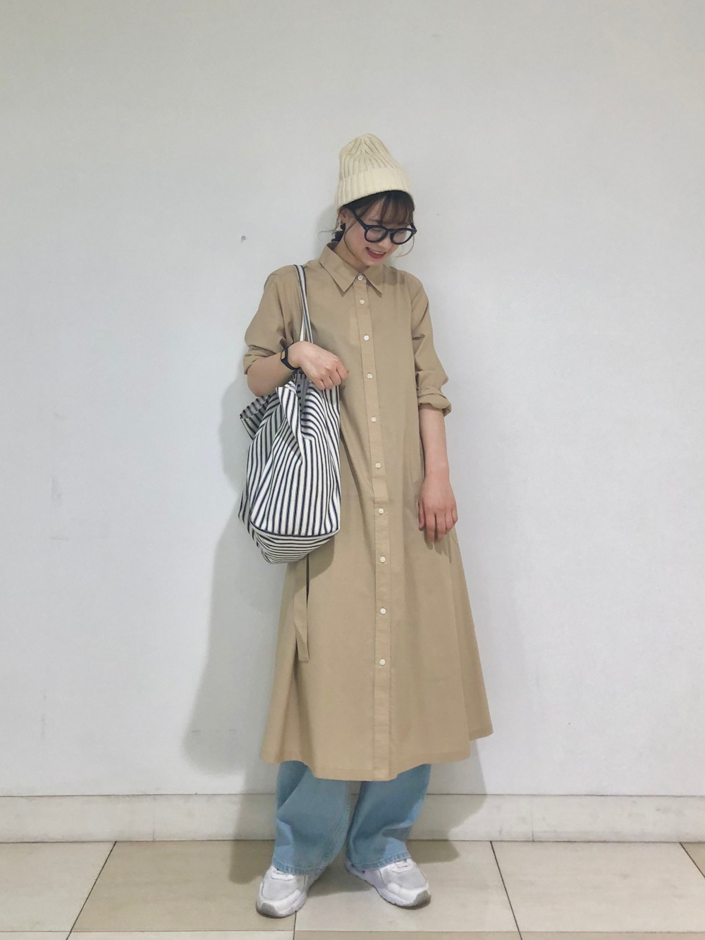 スフレヤーンモックネックワンピース（スムース・長袖）、防風パ