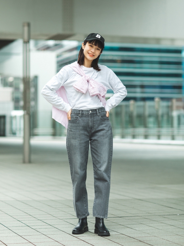 ボーイフレンドテーパードジーンズ（アンクル丈・丈標準66cm）の