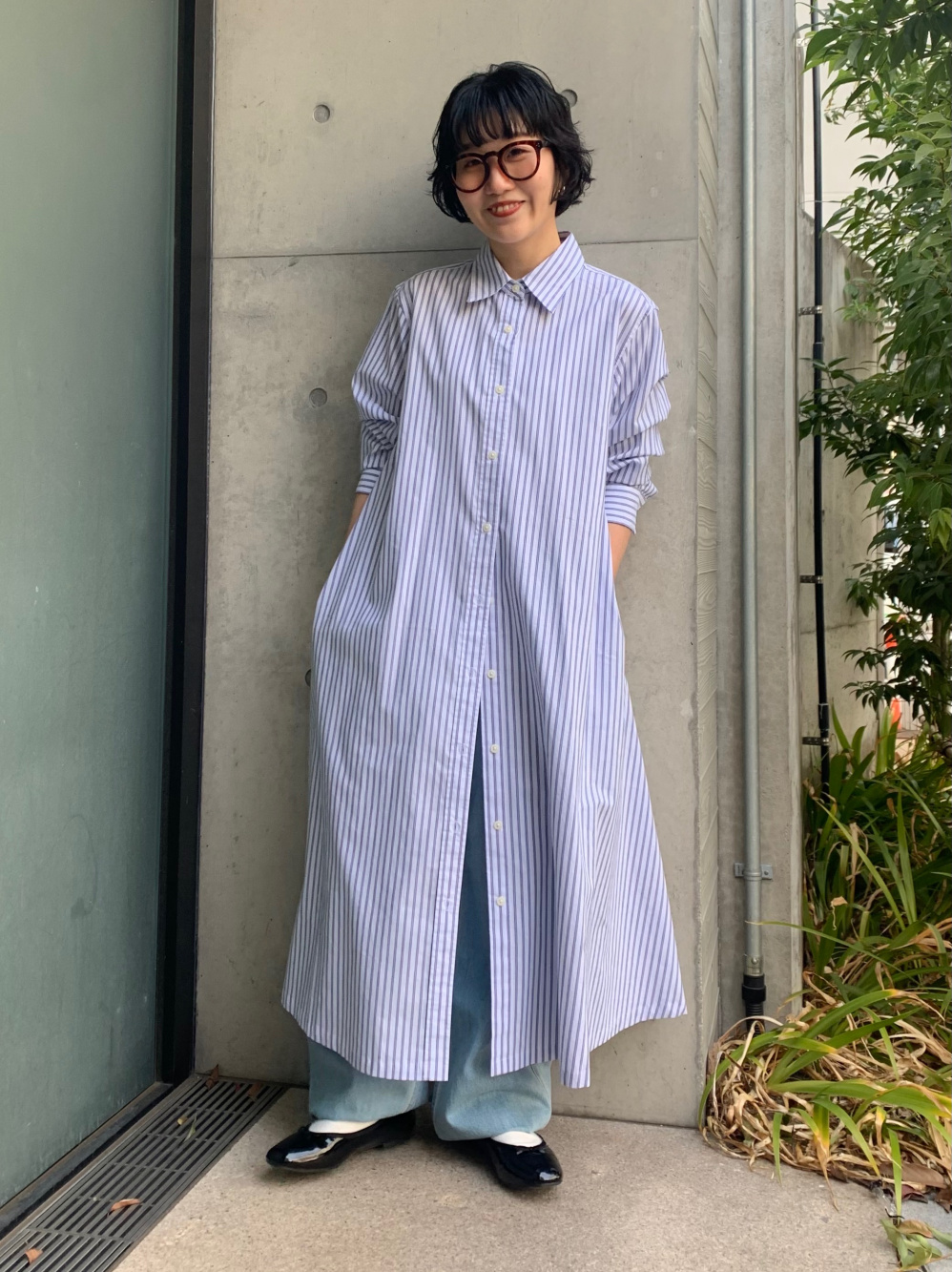 ユニクロ Aラインシャツワンピース S 光らせる 