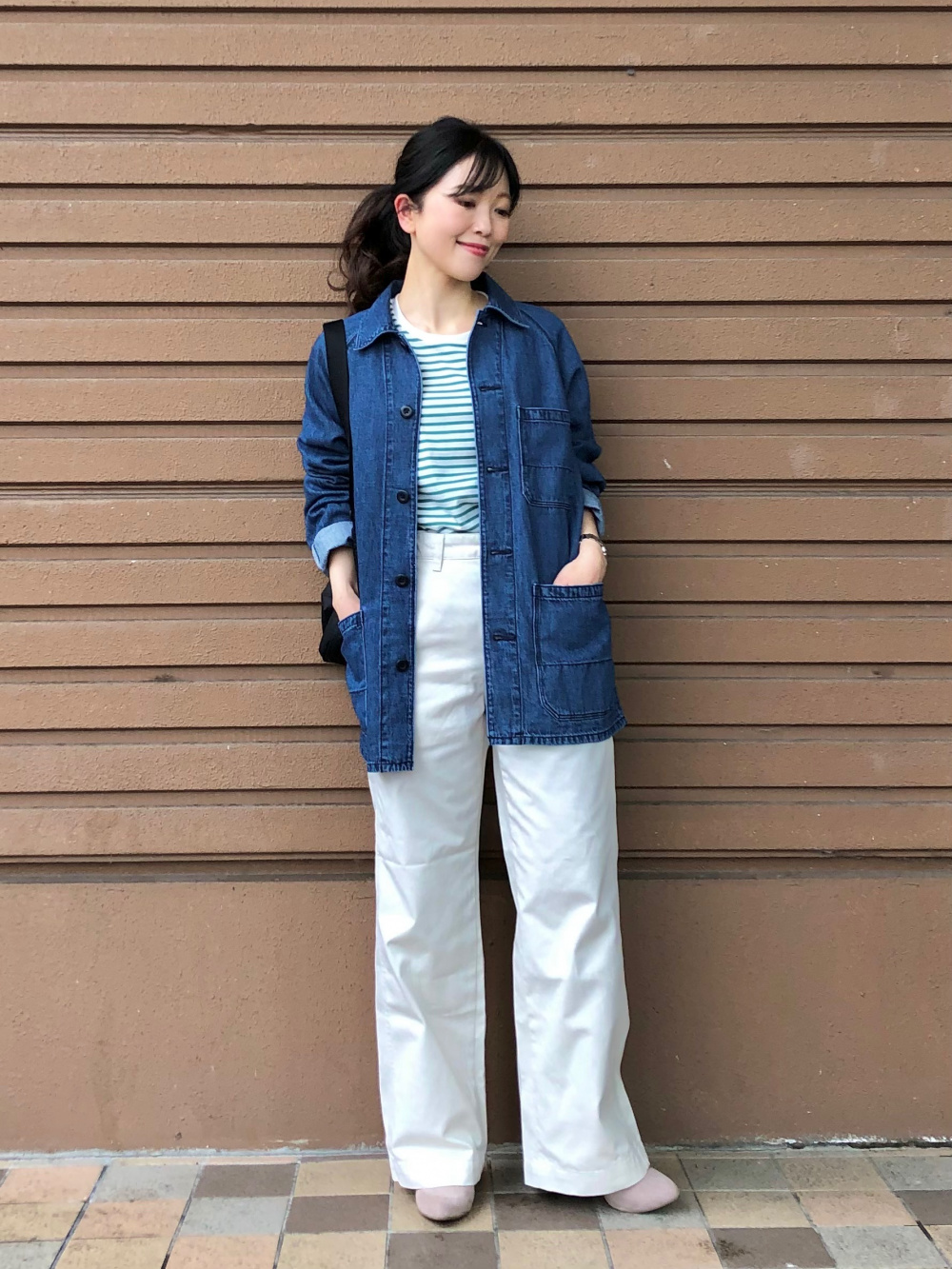 「ユーティリティデニムジャケット（コットンリネン）セットアップ可能、デニムワークパンツ（コットンリネン）セットアップ可能」の着用コーディネート