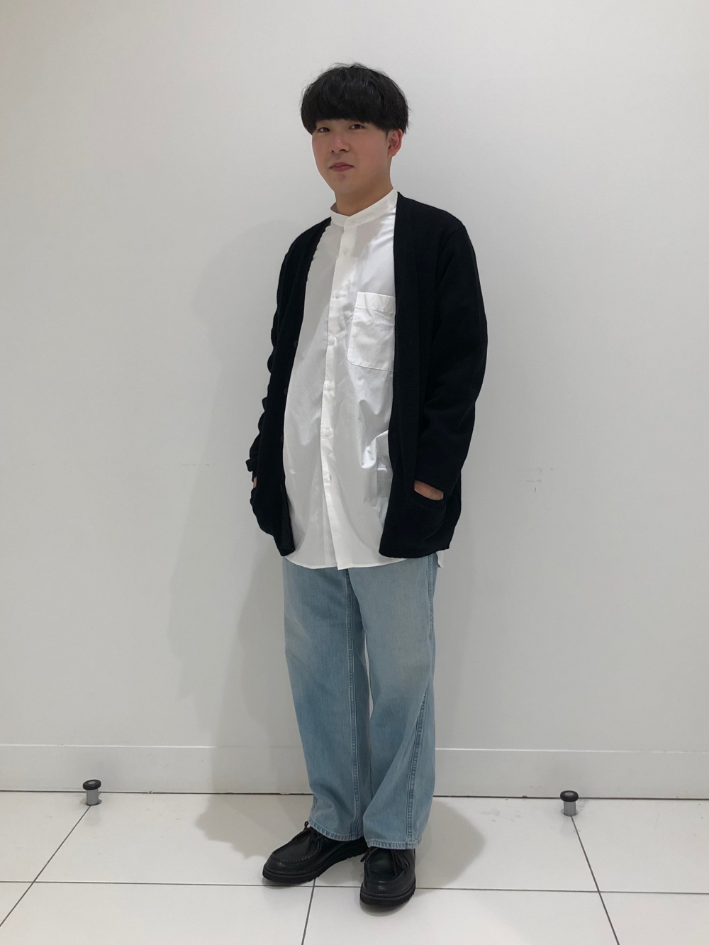 エクストラファインコットンオーバーサイズスタンドカラーシャツ（長袖