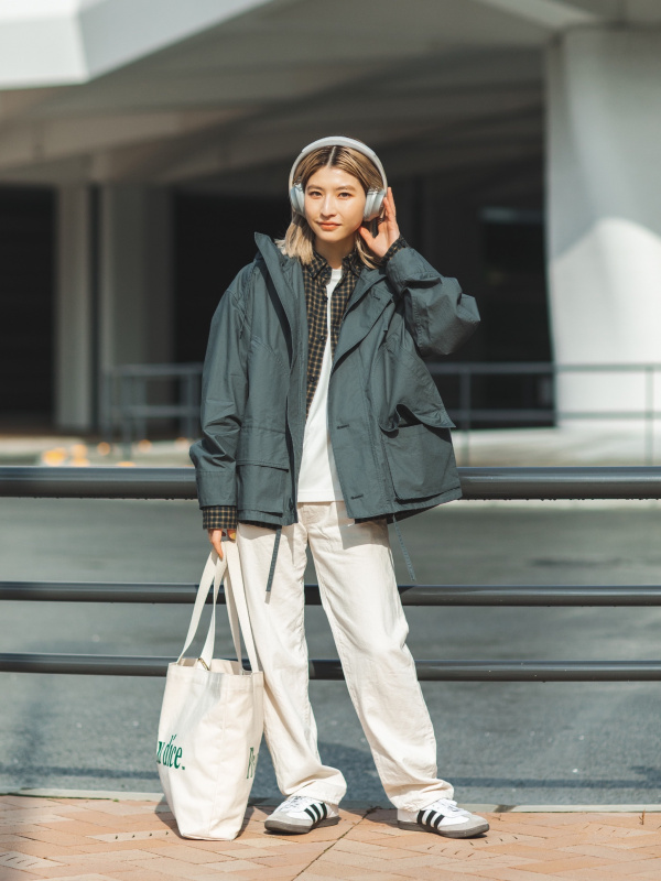 織り柄チェック UNIQLO U リラックスパーカ DARK GRAY (size L