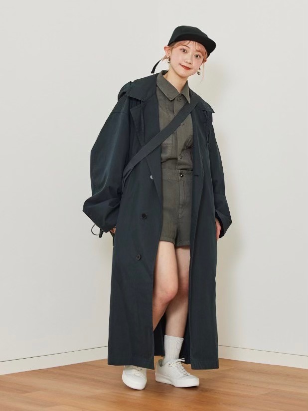 新品】UNIQLO U 2023SS フーデッドロングコート 黒 XL UNIQLO（ロング  