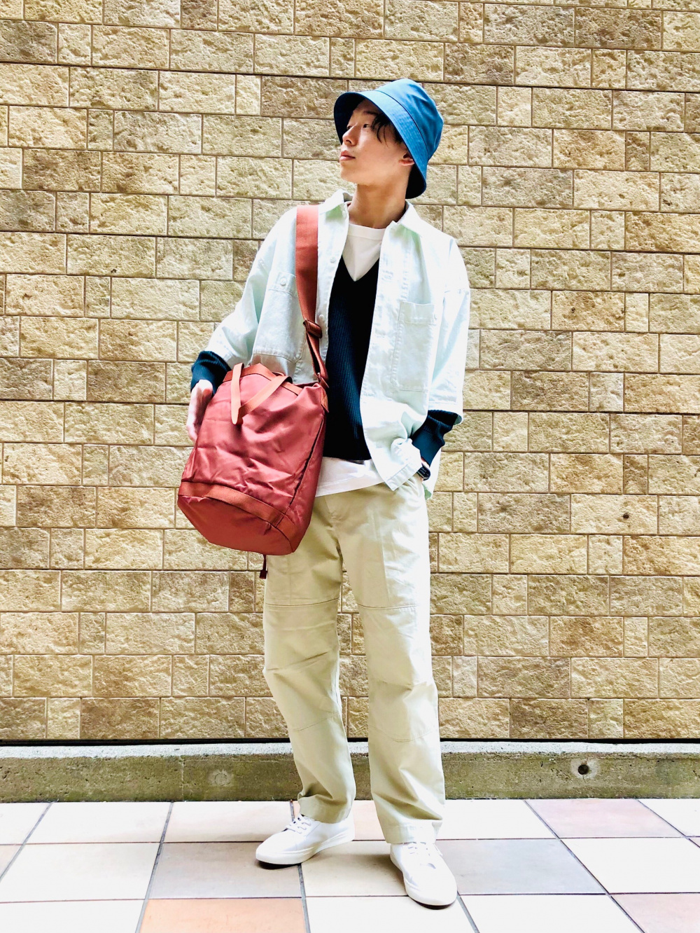 クルーネックTシャツ、オーバーサイズワークシャツ（半袖