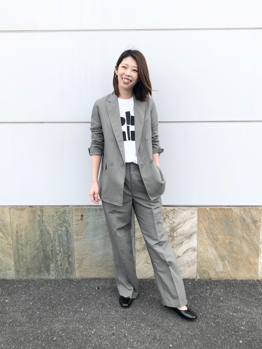リネンブレンドジャケット、リネンブレンドタックワイドパンツ