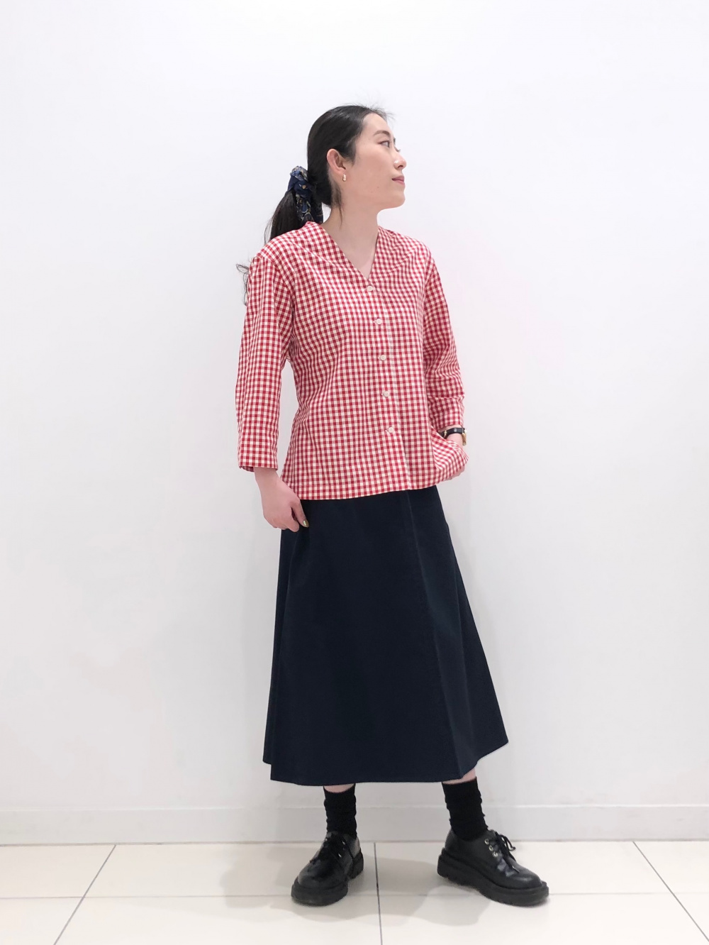 BOTTEGA VENETA★コットンフレアミディスカート★送関込 コットンフレアミディスカート（丈標準75～79cm）」の着用