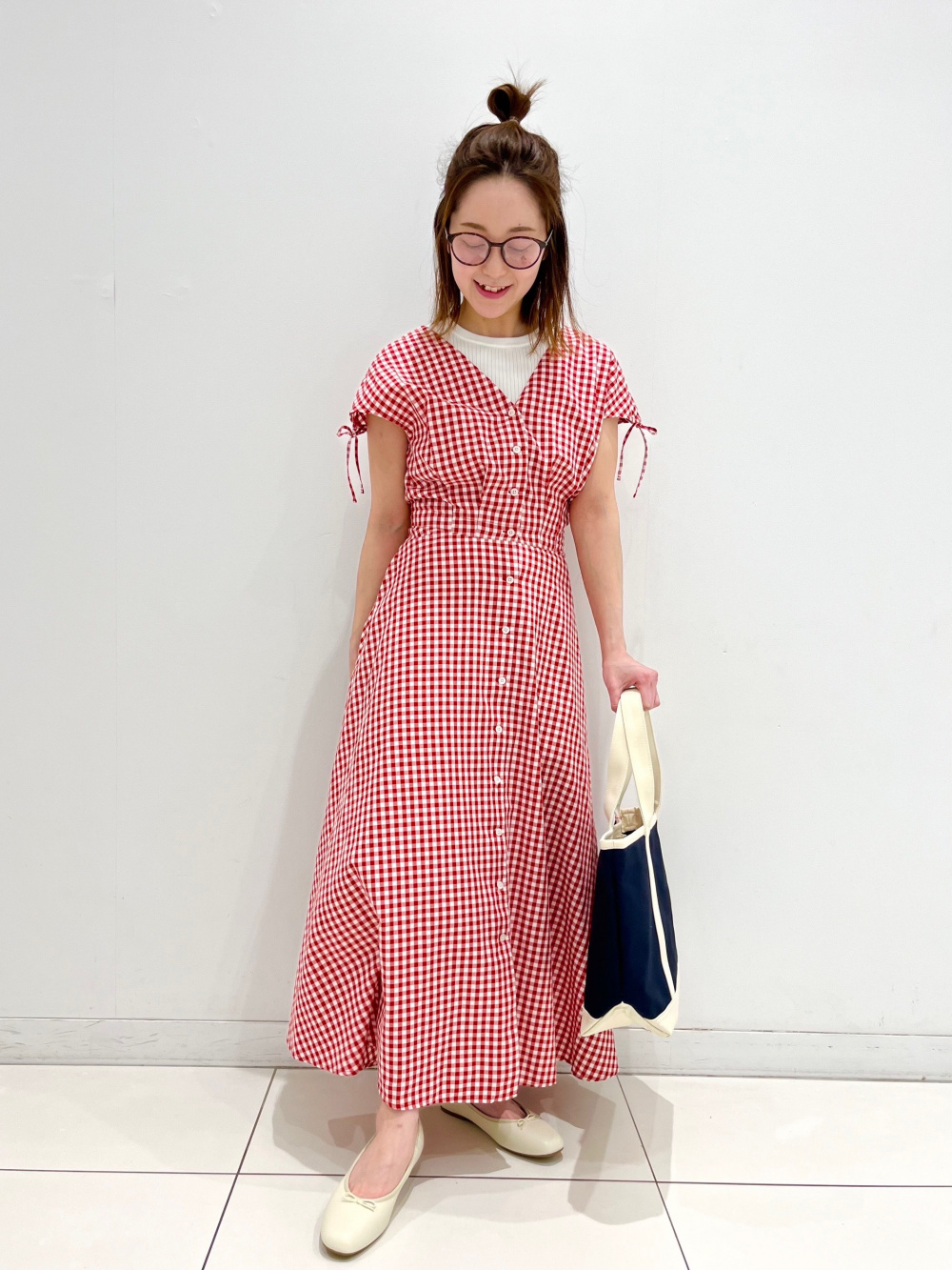 特別セール品 ユニクロ イネス コットンフレアVネックワンピース