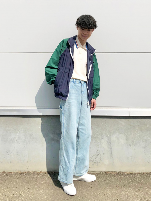 くすみ水色 UNIQLO JW ANDERSON 2023SS リラックスペインターパンツ