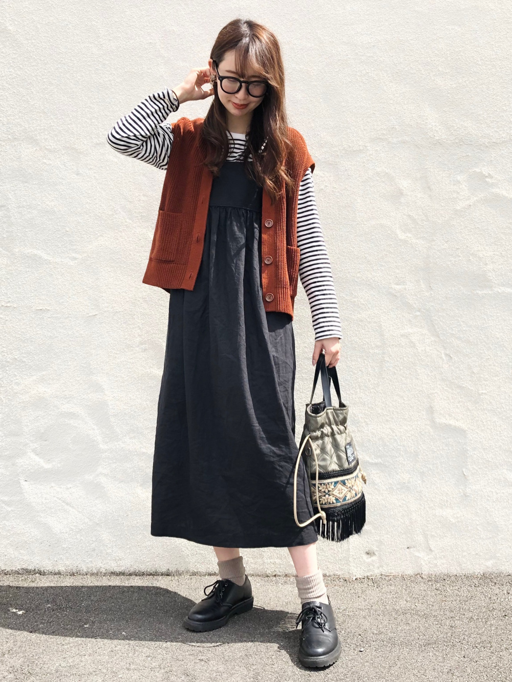 リネンブレンドギャザーキャミソールワンピース（標準丈・115～126cm