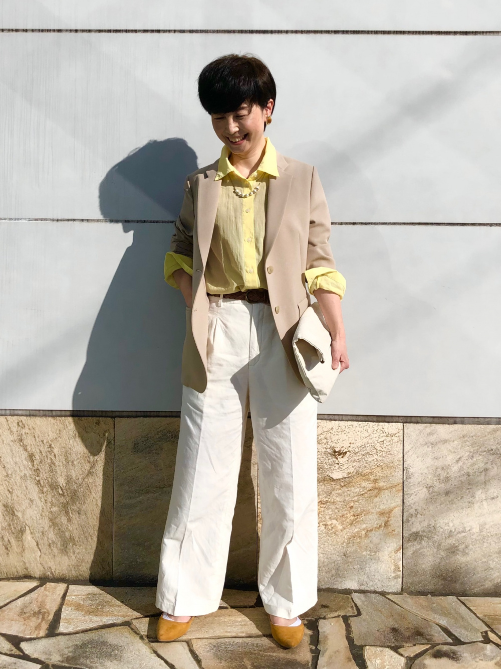 感動ジャケット、リネンブレンドタックワイドパンツ（丈標準67