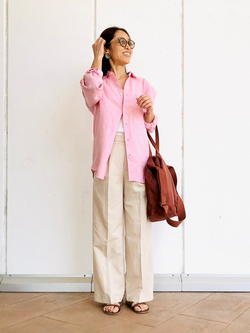 リネンブレンドジャケット、リネンブレンドタックワイドパンツ