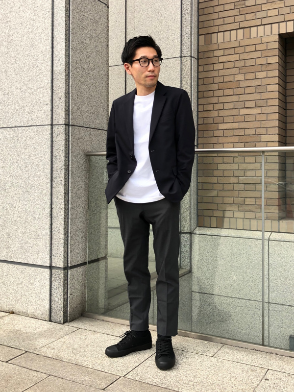 UNIQLO 感動ジャケット 2wayストレッチ ウールライク ネイビー L