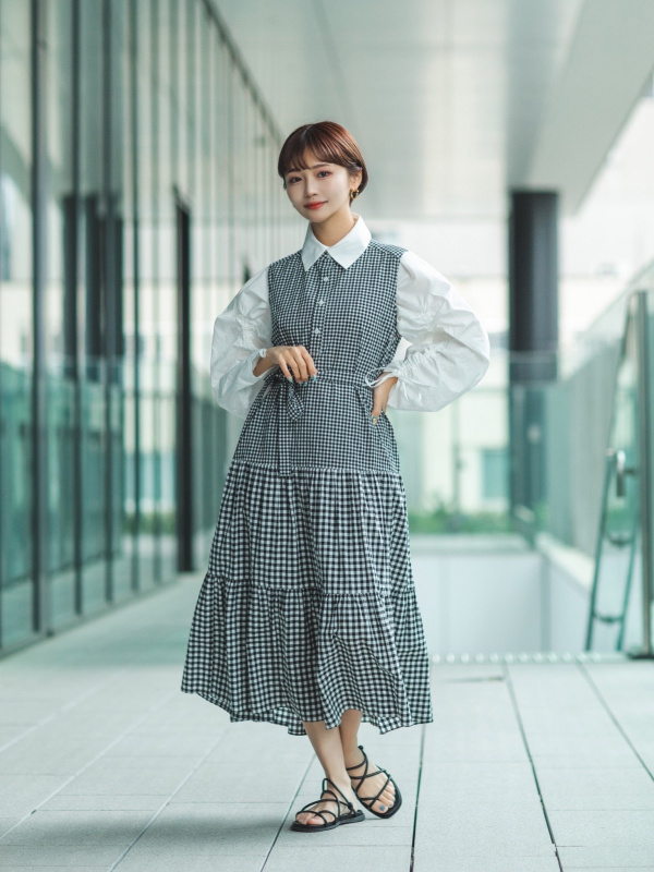 美品 大人コーデ ブラミンク ワンピース ガンクラブチェック 