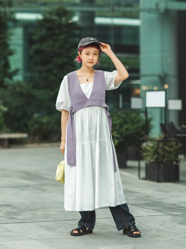 【MAJE】リネンブレンド シャーリングシャツワンピース ネイビー リネンブレンドシャーリングワンピース（半袖・丈短め・107