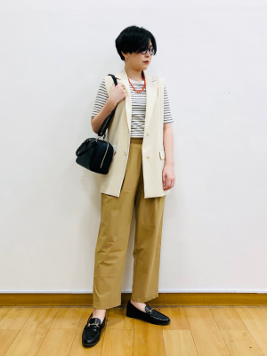 ユニクロ公式 | リブボーダークルーネックT（5分袖）