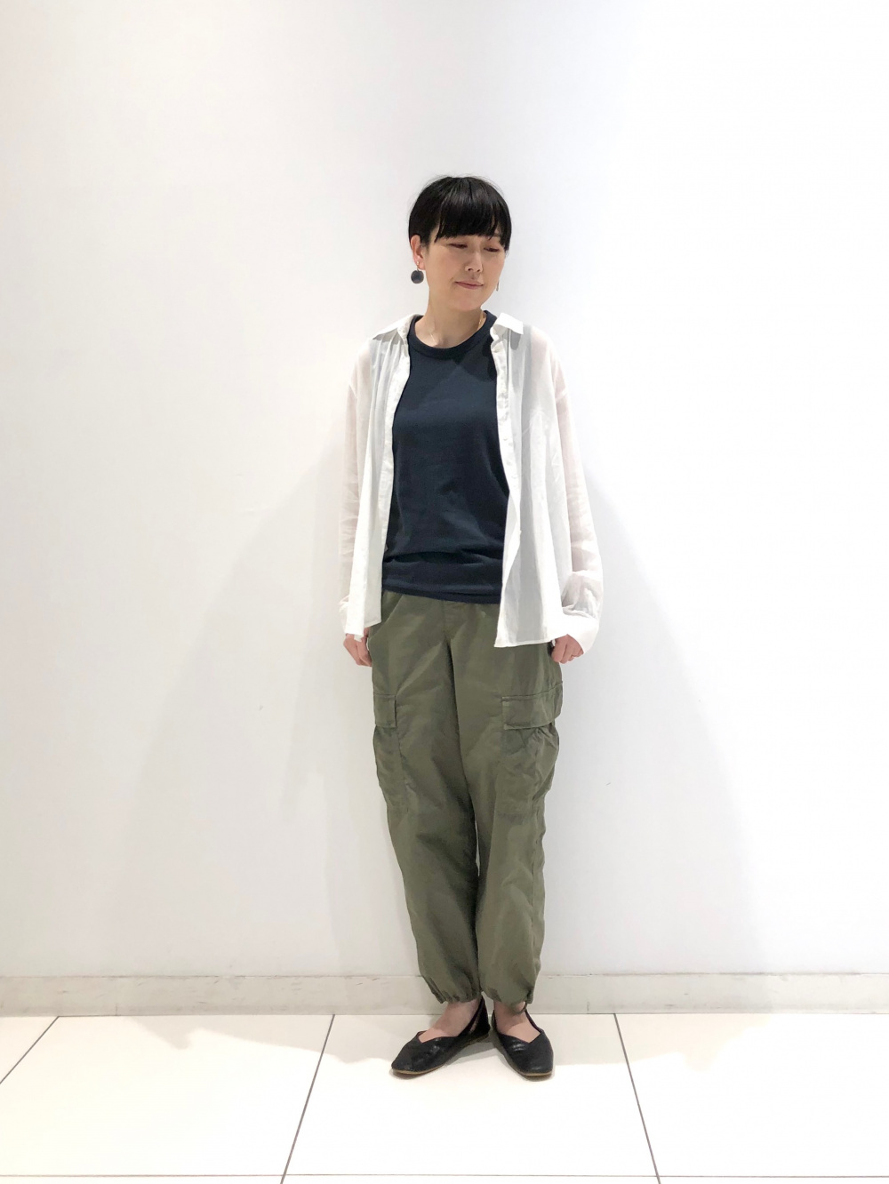 ノースリーブストライプシャツセットアップ