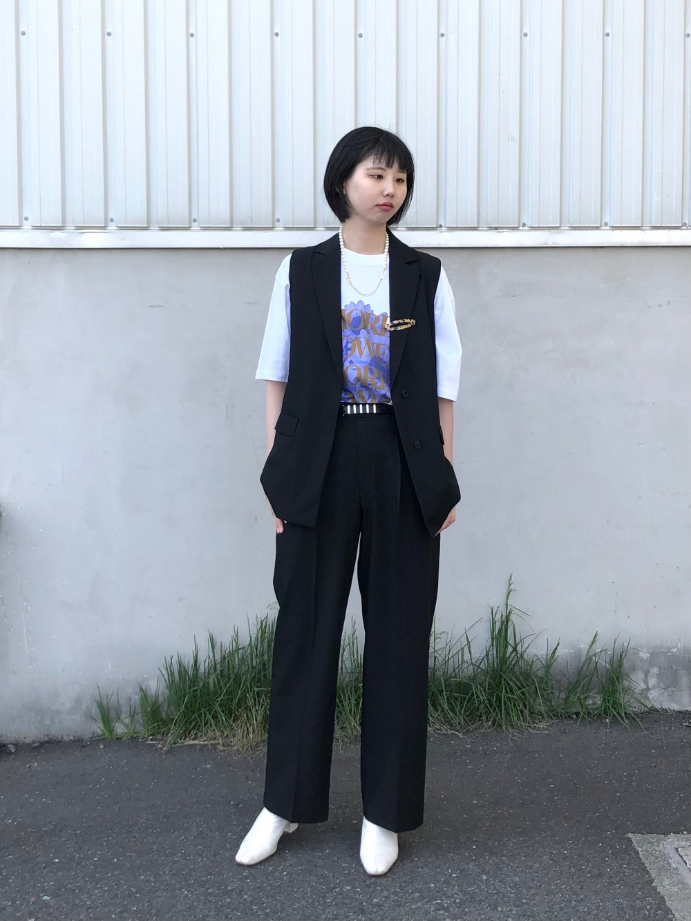 スカーフセットタックワイドパンツ