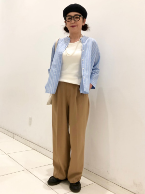 ユニクロ公式 | リネンブレンドストライプバンドカラーシャツ（7分袖）