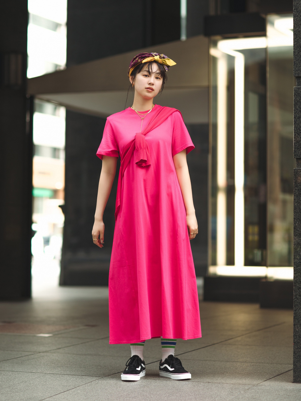 PINK HOUSE / 半袖ワンピース/--/コットン/マルチカラー マーセライズコットンAラインワンピース（半袖・標準丈・115.5～126.5