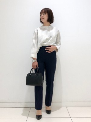 ユニクロ公式 | リネンブレンドストライプバンドカラーシャツ（7分袖）