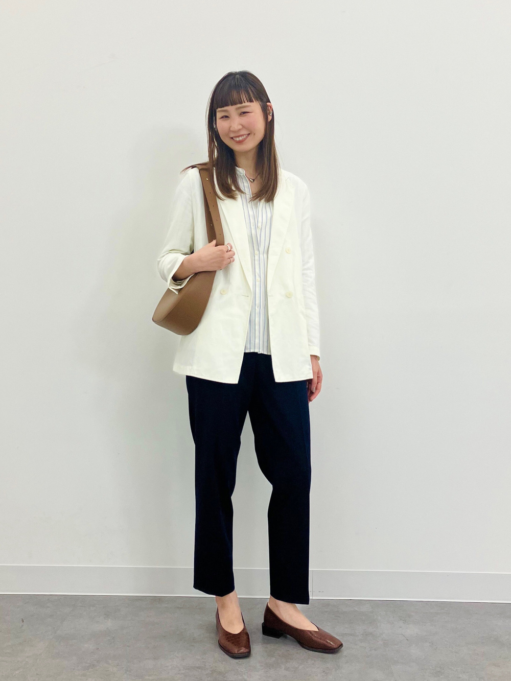 リネンブレンドジャケット、リネンブレンドタックワイドパンツ