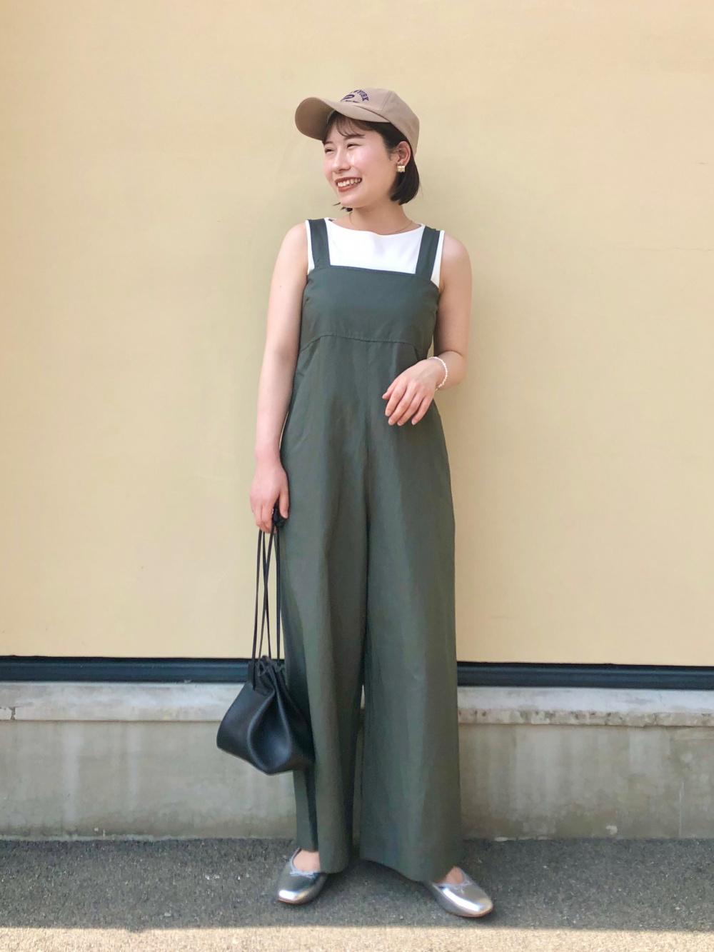 カーキ色ノースリーブ サロペットポロラルフローレンコーデュロイ