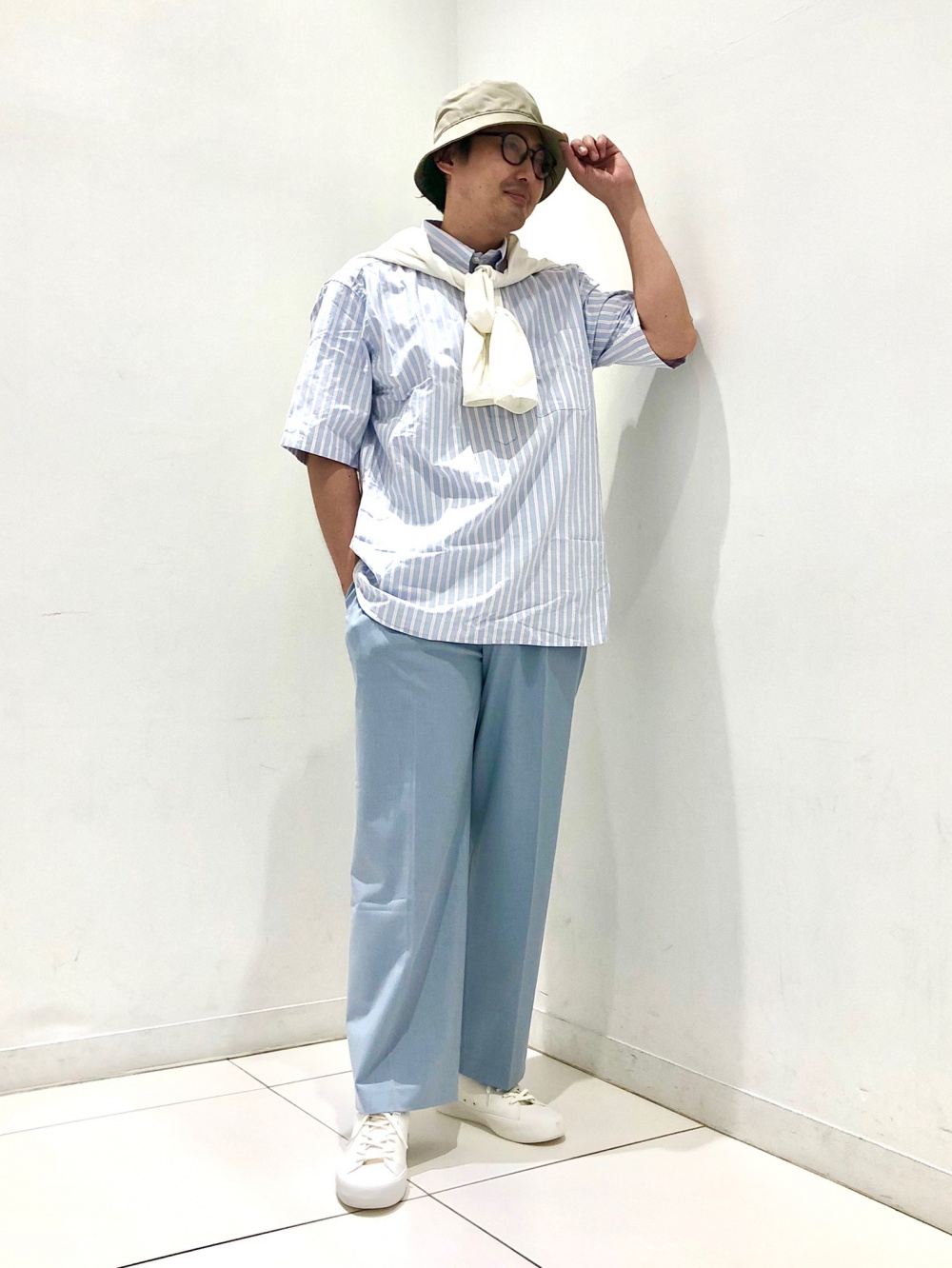 オーバーサイズラグランTシャツ（5分袖）、コットンリラックス