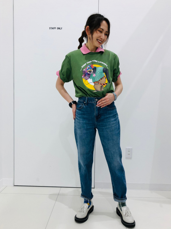 ボーイフレンドテーパードジーンズ（アンクル丈・丈標準66cm）の