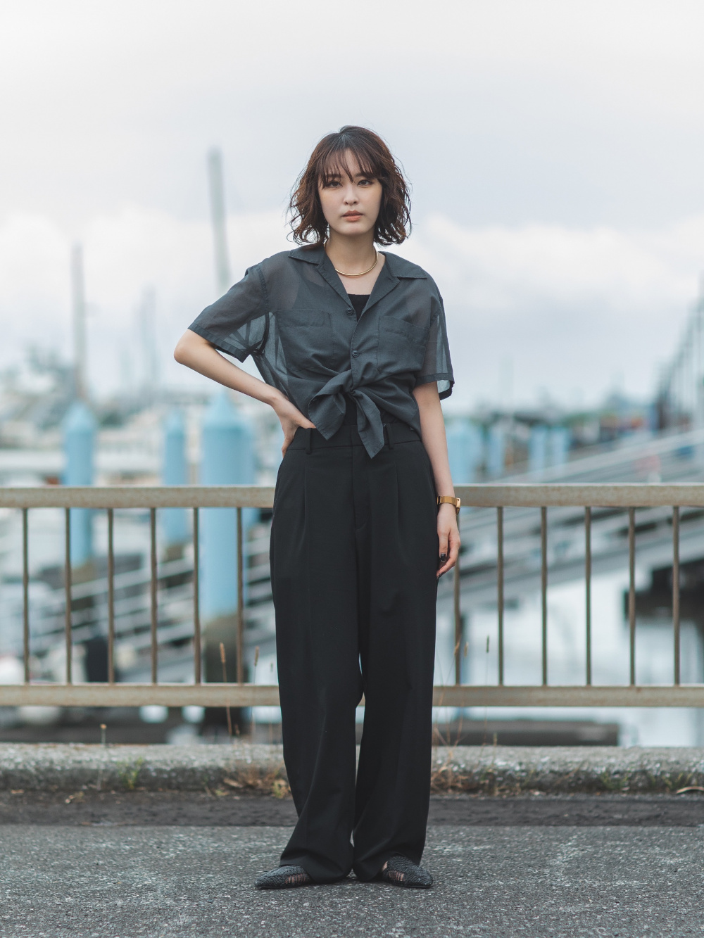 シアーコットンシャツ、ジャージースーツパンツ セットアップ可能」の
