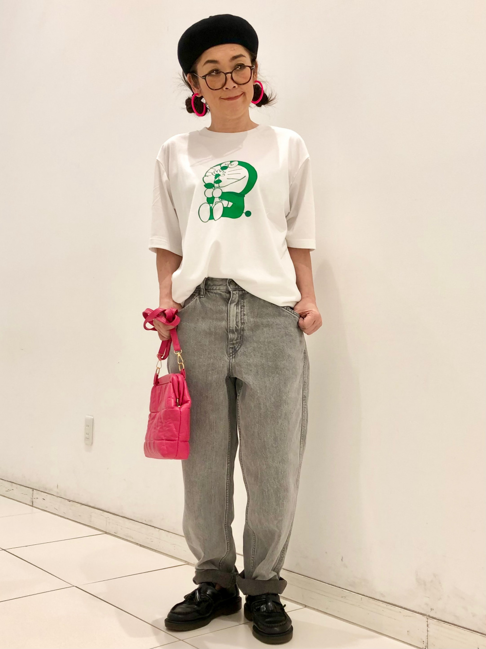 ドラえもん サステナモード クルーネックTシャツ（半袖）、ワイド