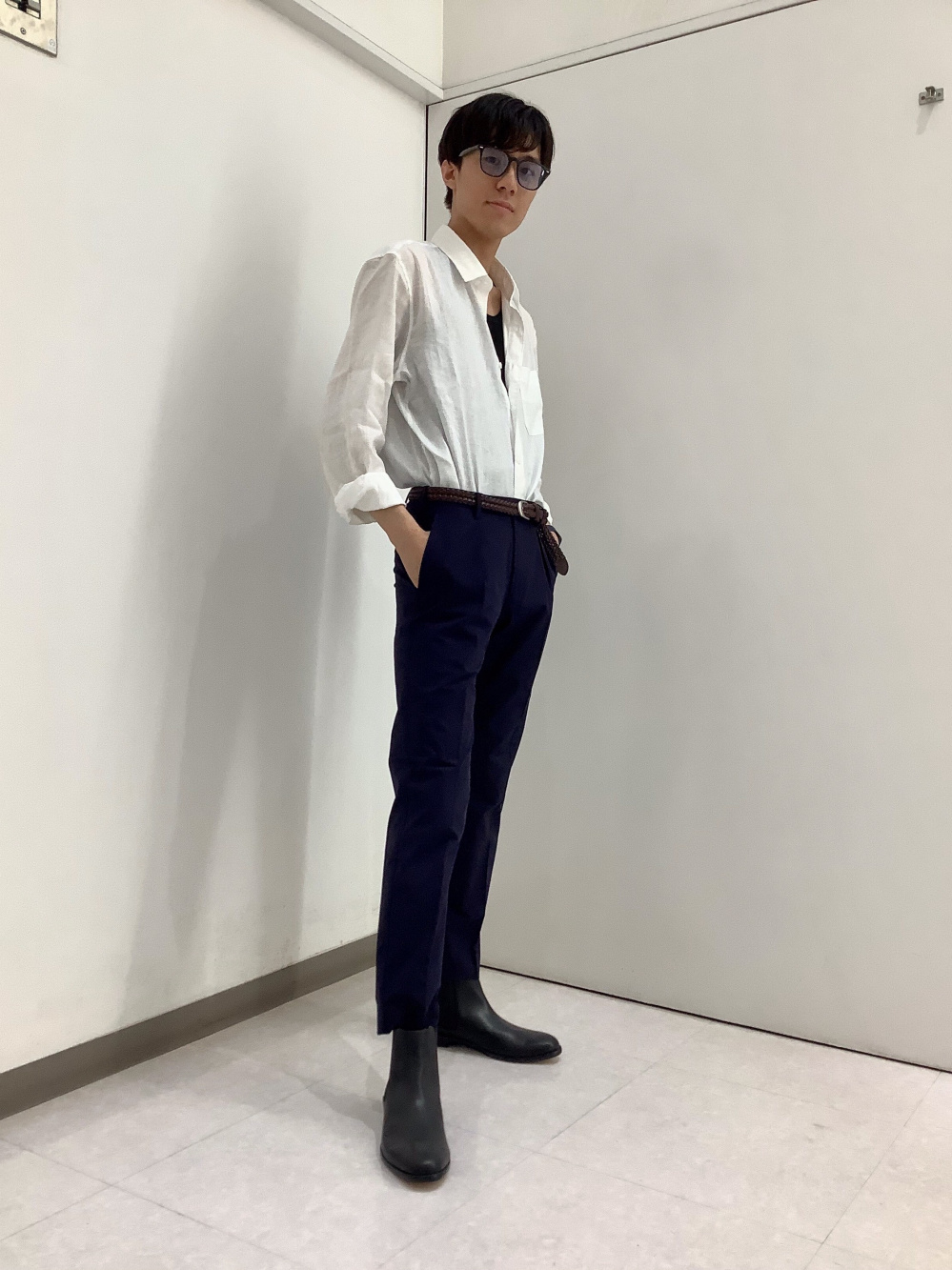ダーククールプリーツクリンクルテクスチャールーズシャツ