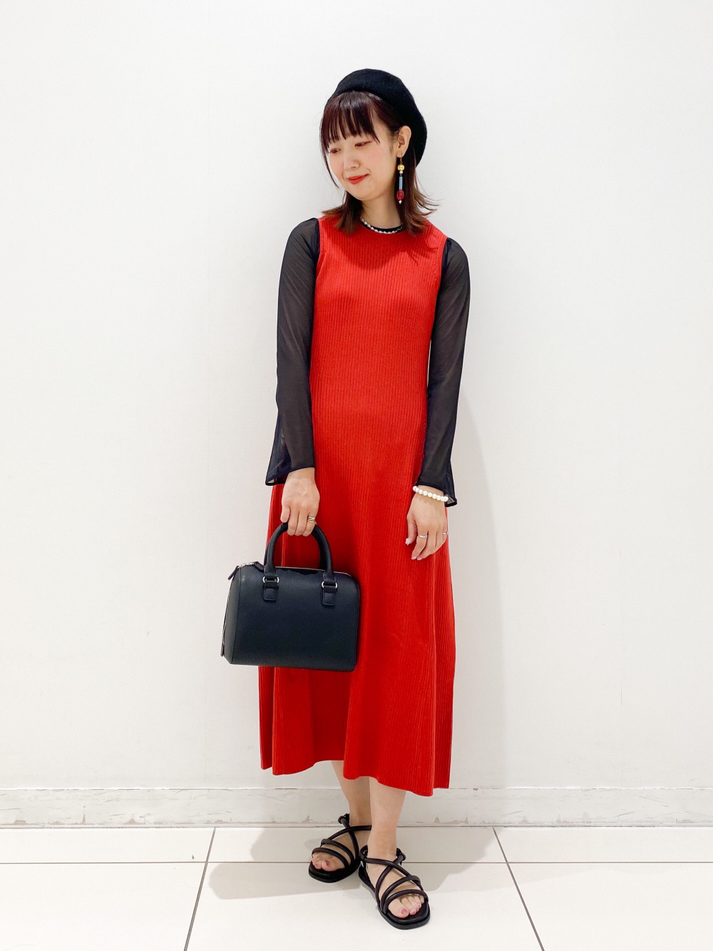 リネンブレンドシャーリングワンピース（半袖・標準丈・114～125.5cm  